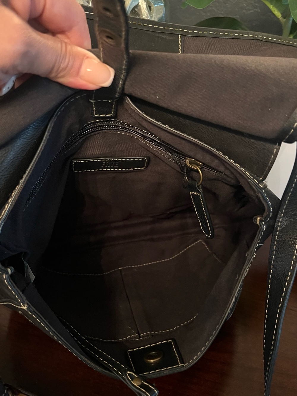 Frye Black Leather Crossbody Brass -Tone Hardware - Picture 5 of 11